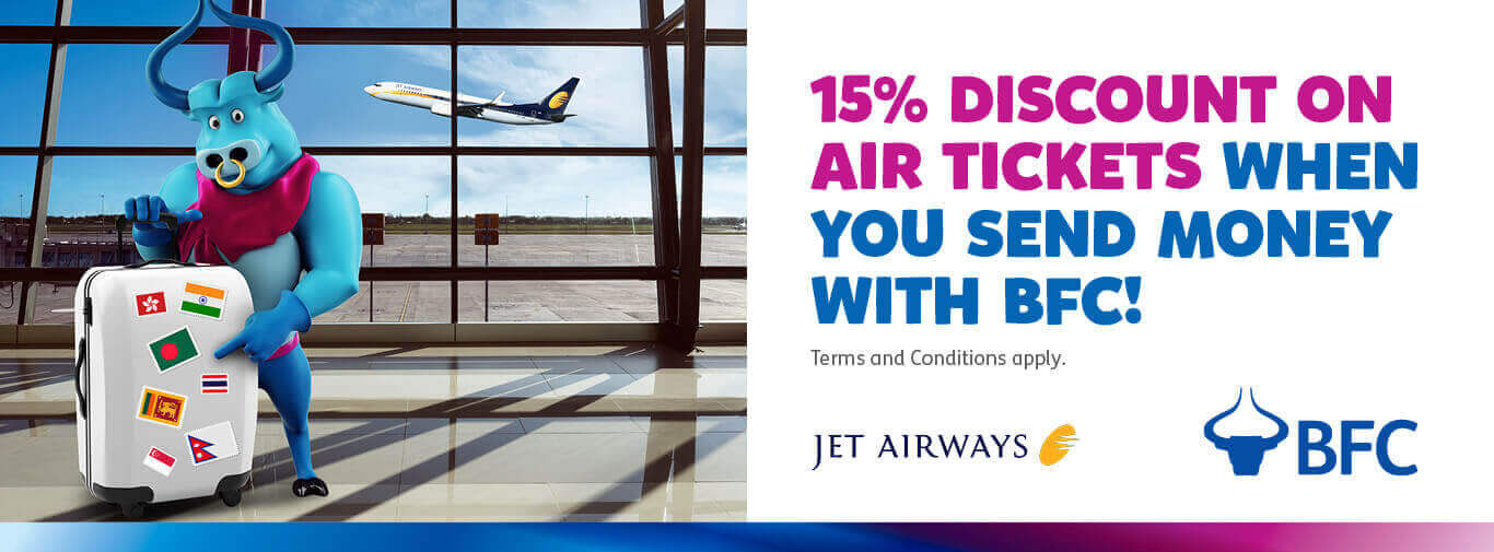 DISCOUNT ON AIR TICKETS WHEN YOU SEND MONEY WITH BFC